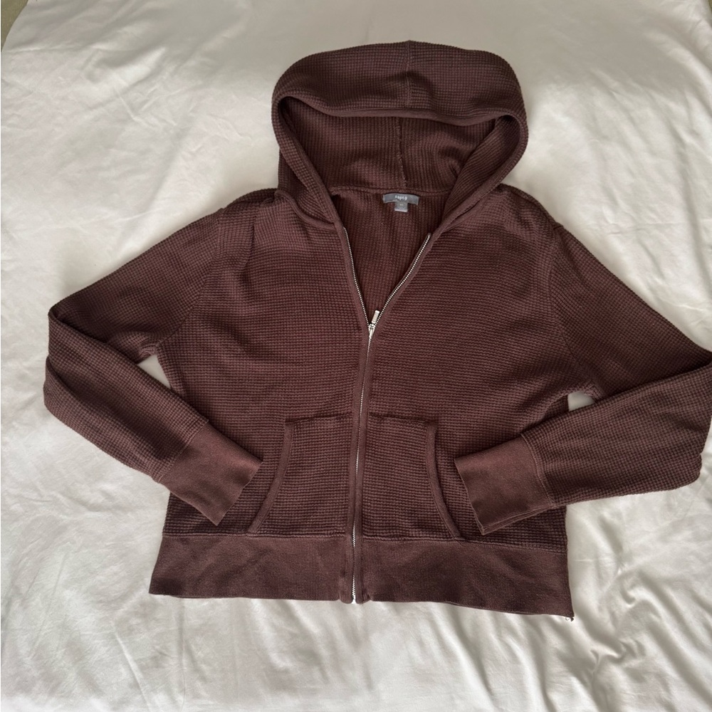 Apt 9 brown waffle zip up hoodie